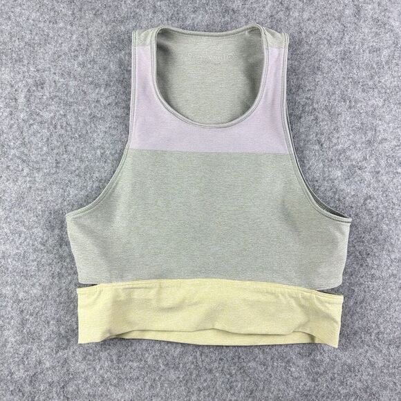 Outdoor Voices Tri Color Slashback Crop Top Womens M Tank Colorblock Active Gym - Picture 1 of 12